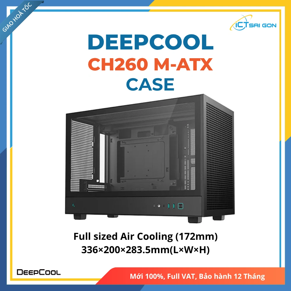 Case Deepcool CH260 m-ATX | Hỗ trợ Main: Mini-ITX | Tản nhiệt CPU 172mm