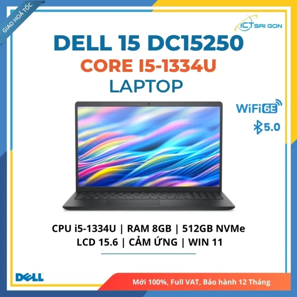 Laptop Dell 15 DC15250 1XVHG Core™ i5-1334U/ Ram 8GB DDR4/ SSD 512GB NVMe/Màn hình cảm ứng 15.6" Win 11 Carbon Black