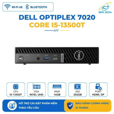 Mini PC Dell Optiplex 7020 Micro Desktop Core i5-13500T, Ram 16GB, SSD 256GB, Wifi + Bluetooth 6E, New