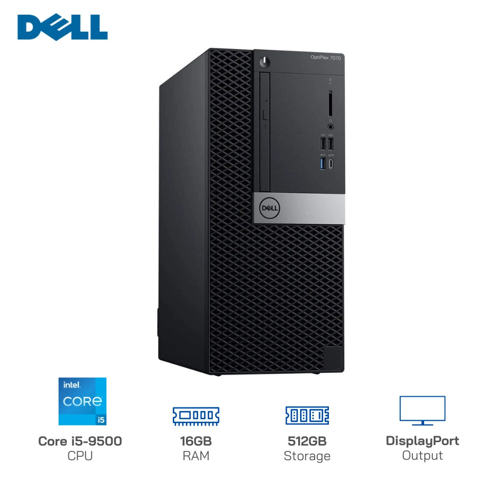 Máy bộ cũ Dell Optiplex 7070 Core i5-9500/16GB/512GB SSD/Xuất hình: DisplayPort