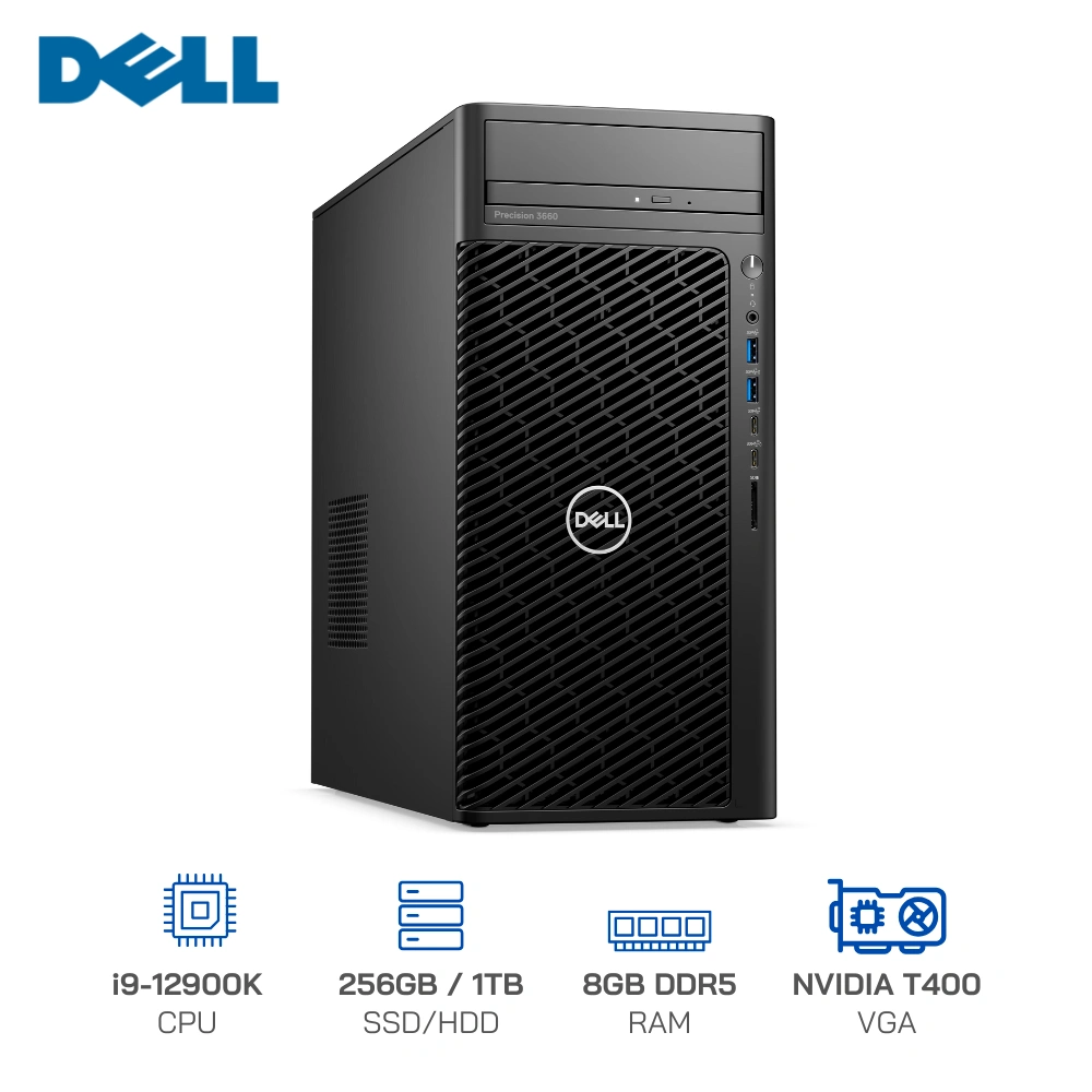 Máy Trạm Dell Precision 3660  (Core i9-12900K/ Ram 8GB/ SSD 256GB + HDD 1TB/ VGA T400 4GB/ DVDRW/Ubuntu) (WST3660T40)