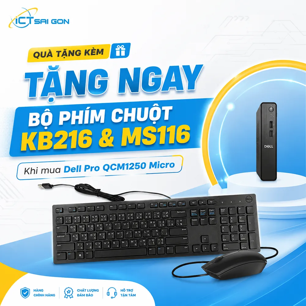 Mini PC Dell Pro QCM1250 Micro i5 14600T | 16GB DDR5 | 256GB SSD | VESA mount | Xuất hình: HDMI/DisplayPort