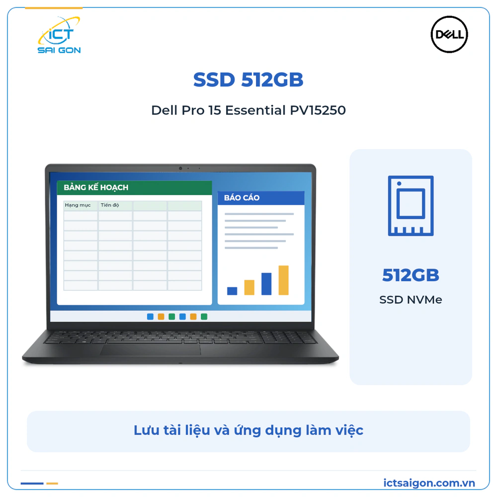 Laptop Dell Pro 15 Essential PV15250 Core i5-1334U, RAM DDR5, SSD 512GB, 15.6 inch FHD — ảnh 6