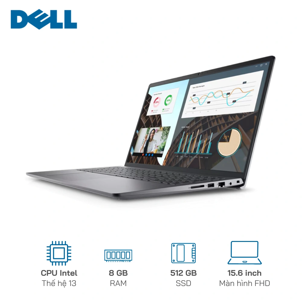 Laptop Dell Vostro 3530 I3 1305U/8GB/512GB/15.6" FHD EKB Black Free Dos