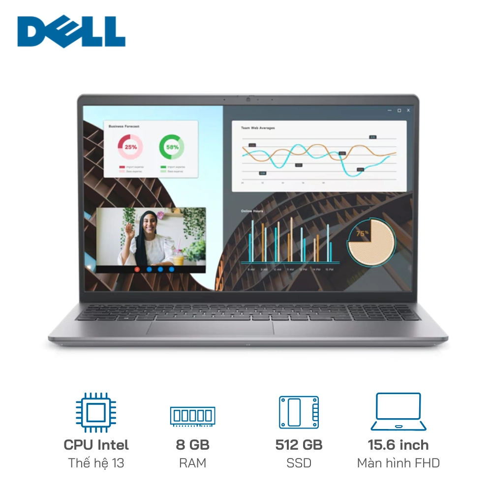 Laptop Dell Vostro 3530 I3 1305U/8GB/512GB/15.6" FHD EKB Black Free Dos
