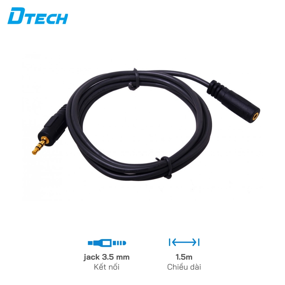 Cáp loa nối dài Dtech DT-6215 Jack 3.5mm Dài 1.5m