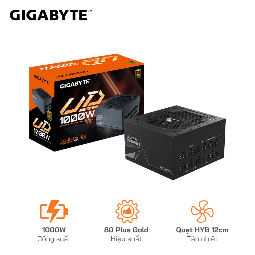 Nguồn GIGABYTE 1000W Gold UD1000GM Gold - Công Suất Thực 90% - Full Modular