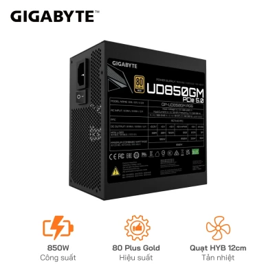 Nguồn GIGABYTE UD850GM PG5 850W Gold - Công Suất Thực 90% - Full Modular - PCIe5