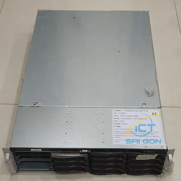 Thanh lý server cũ Supermicro Relion 4724, Cpu Xeon X5660, Ram 16GB, Nguồn 800W, 12 Port Lan