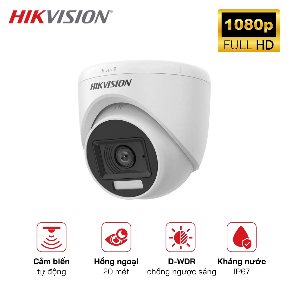 Camera HD-TVI HIKVISION DS-2CE76D0T-EXLMF 2MP Dome Dual Light