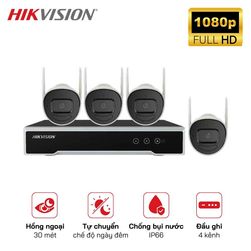 Trọn bộ Kit 4 camera Wifi HIKVISION NK42W0H