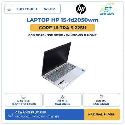 Laptop HP 15-fd2050wm – Core Ultra 5 225U, RAM 8GB DDR5, SSD 512GB, 15,6 inch FHD Touch, Windows 11 Home