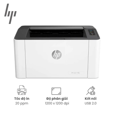Máy in HP Laser 108w (4ZB80A), in trắng đen, khổ giấy A4/A5 Letter, tốc độ in/ 20 trang/phút, Kết nối: USB 2.0, Wifi
