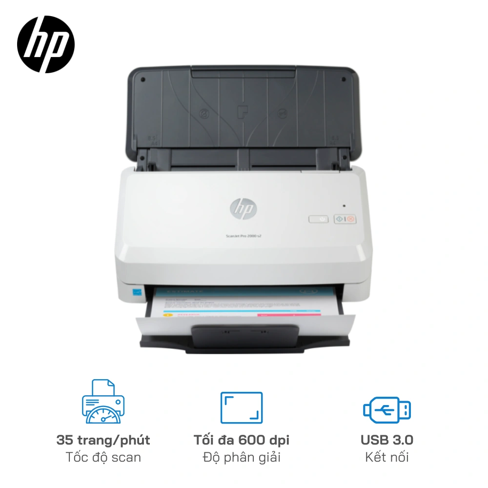 Máy Scanner HP 2000 S2 (6FW06A), Scan 35 trang/phút, Scan hai mặt 70 ảnh/phút, độ phân giải: 600 dpi