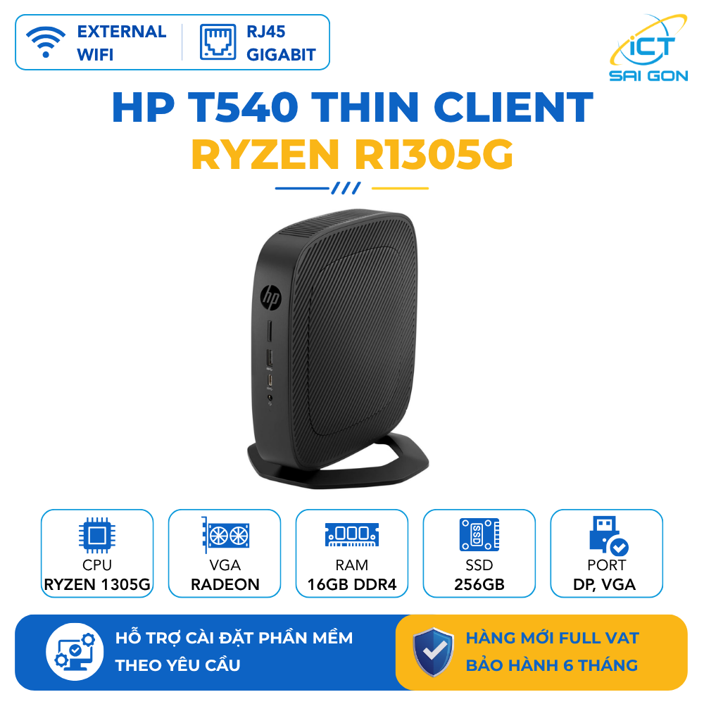 Mini PC HP t540 Thin Client AMD Ryzen R1305G/ Xuất hình: DisplayPort (Barebone)