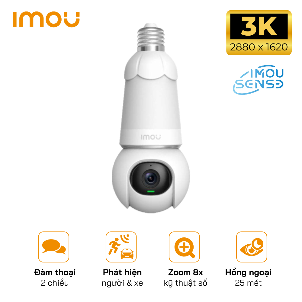 Camera Wifi Bóng Đèn iMOU IPC-S6DP-5M0WEB 5MP(3K) Đàm Thoại 2 Chiều