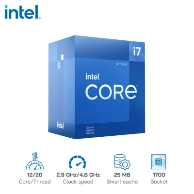 CPU Intel Core i7-12700F (12C/20T, 2.9 GHz Up to 4.9 GHz, 25MB, 1700) - Alder Lake