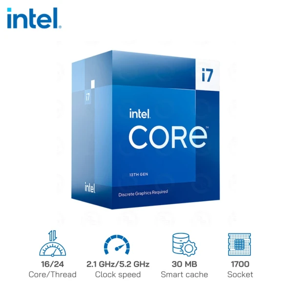 CPU Intel Core i7-13700F (16C/24T, 2.1 GHz Up to 5.2 GHz, 30MB, 1700) - Raptor Lake