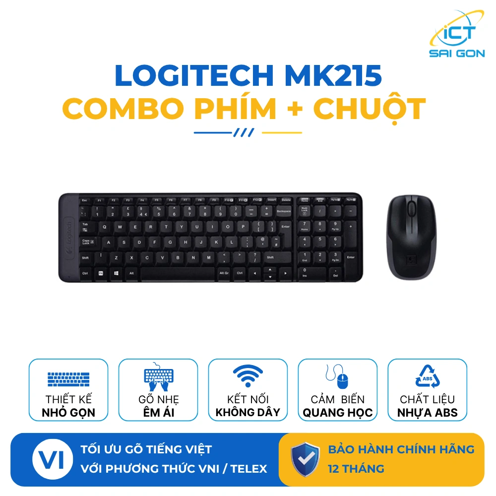 Combo bàn phím + Chuột không dây Logitech MK215