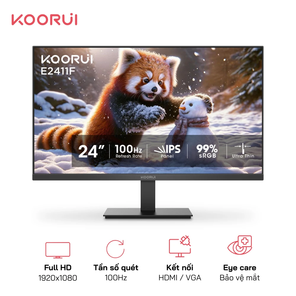 Màn hình FHD Koorui E2411F 24 Inch Tấm nền IPS 100Hz 6ms 250nits Kết nối HDMI