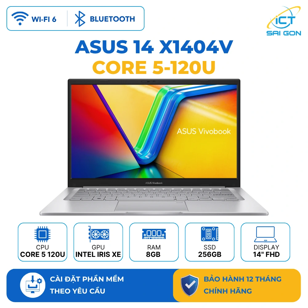 Laptop Asus Vivobook 14 X1404V Core 5-120U/ Ram 8GB/ SSD 256GB/ Màn hình 14" FHD
