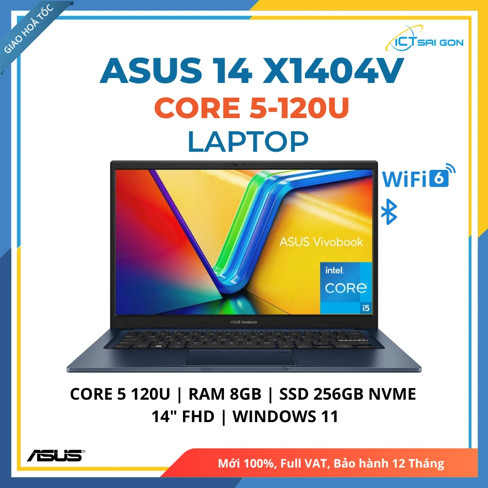 Laptop Asus Vivobook 14 X1404V Core 5-120U/ Ram 8GB/ SSD 256GB/ Màn hình 14" FHD/ Windows 11