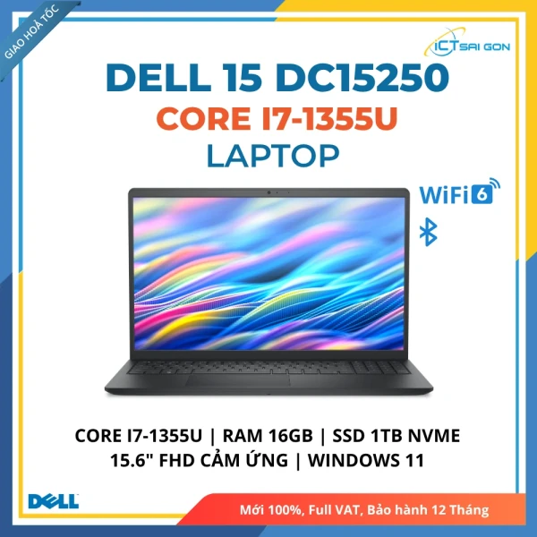 Laptop Dell 15 DC15250 Core i7-1355U/ Ram 16GB/ SSD 1TB NVMe/ Màn hình cảm ứng 15.6" FHD/ Windows 11 Carbon black