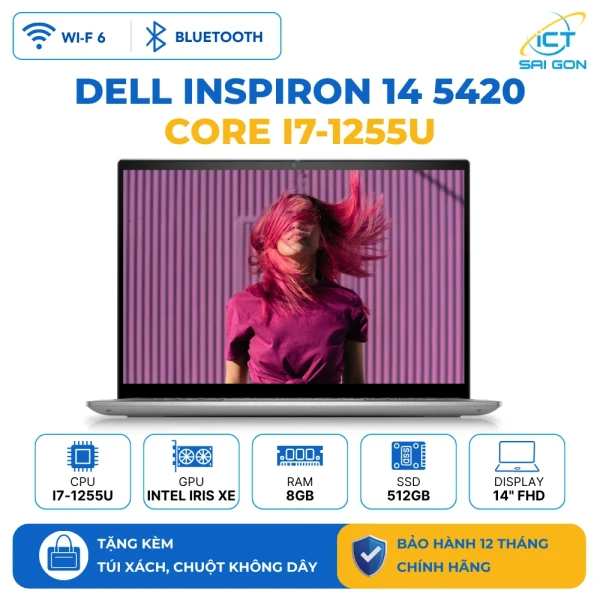 Laptop Dell Inspiron 14 5420 i7 1255U, Ram 8GB, SSD 512GB, LCD 15.6″ FHD, OfficeHS (DGDCG2)