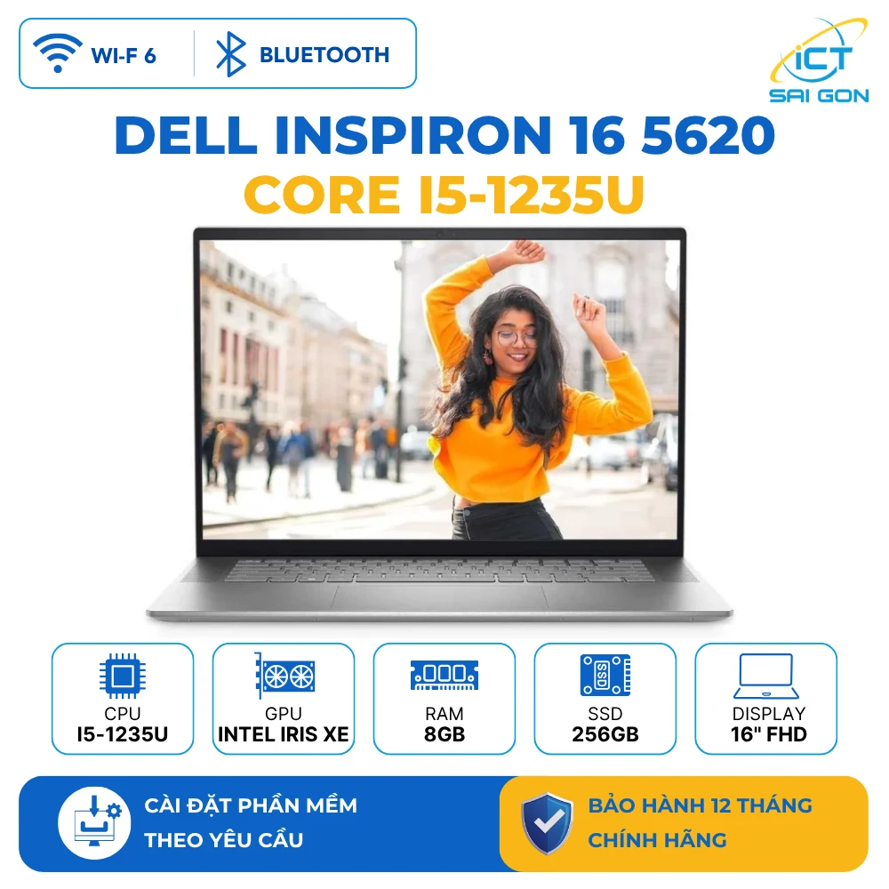 Laptop Dell Inspiron 16 5620 (Intel Core i5-1235U /Ram 8GB /SSD 256GB /16″ FHD+) P1WKN