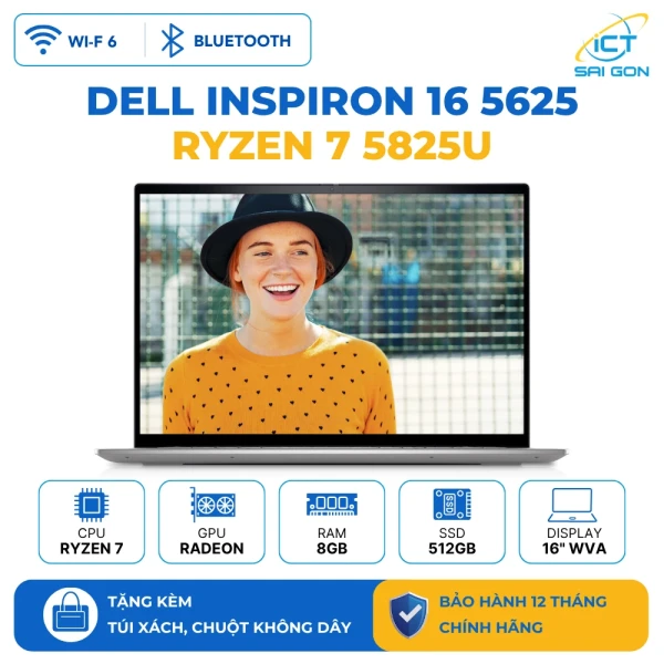 Laptop Dell Inspiron 16 5625 (AMD Ryzen 7 5825U /Ram 8GB /SSD 512GB /16″ FHD+) 99VP91