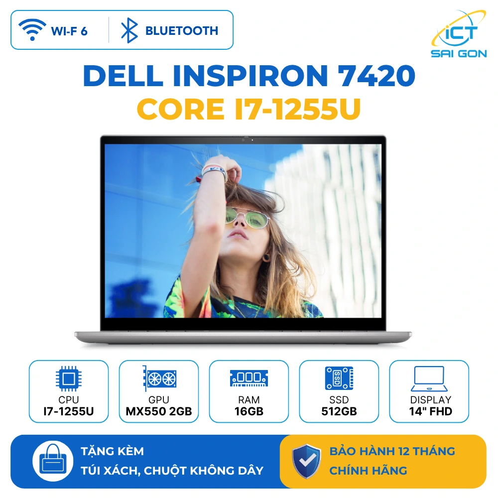 Laptop Dell Inspiron 7420 INS14 (i7-1255U, RAM 16GB/ SSD 512GB) 1YT85