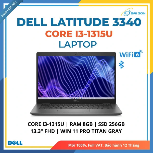 Laptop Dell Latitude 3340 Core i3-1315U/ Ram 8GB/ SSD 256GB/ Màn hình 13.3" FHD/ Windows 11 Pro Titan Gray