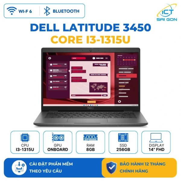Laptop Dell Latitude 3450 Core i3-1315U/ Ram 8GB/ SSD 256GB/ Màn hình 14" FHD/ Backlist Copilot Hotkey