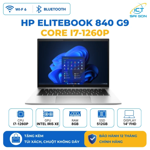 Laptop HP Elitebook 840 G9 6Z970PA (Intel Core i7-1260P /8GB /512GB SSD /14″ FHD /1.28kg)