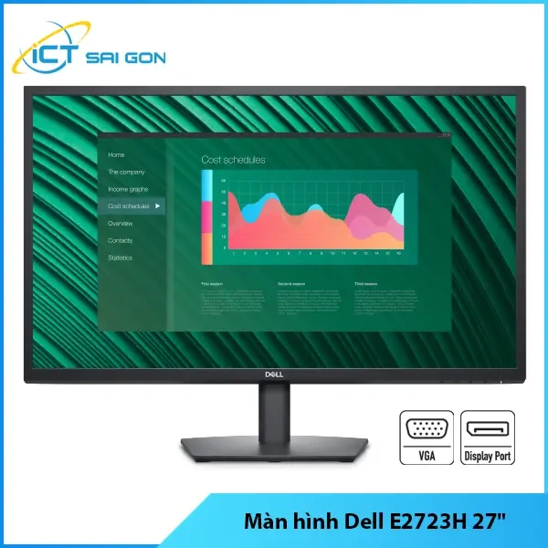 Màn hình Dell E2723H 27 inch FHD (1920x1080), Cổng kết nối: DisplayPort 1.2/ VGA, Độ sáng: 300 nit