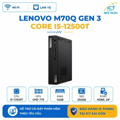 Mini PC Lenovo ThinkCentre M70q Gen 3 Tiny Core i5-12500T, Ram 16GB, SSD 256GB, Wifi