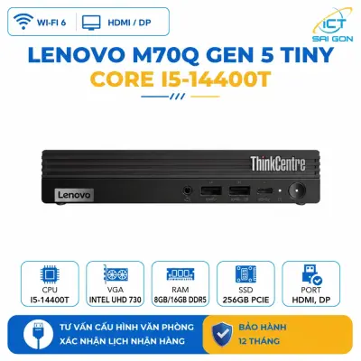 Lenovo ThinkCentre M70q Gen 5 Tiny – i5-14400T, RAM 8GB/16GB, SSD 256GB