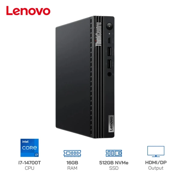 Máy bộ Mini PC Lenovo ThinkCentre M70q Gen 5 Tiny Core i7-14700T, Ram 16GB, SSD 512GB, WiFi 6, Win 11