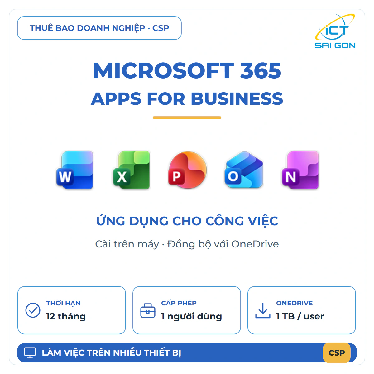 Phần mềm Microsoft 365 Apps for Business | 12 Tháng/ 1 User/ 1TB OneDrive - Key CSP - CFQ7TTC0LH1G1 — ảnh 1