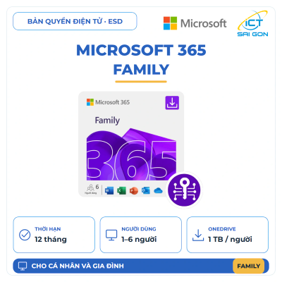Phần mềm Microsoft 365 Family Subscr PK Lic 1YR Online APAC EM ESD - Key điện tử - EP2-36890