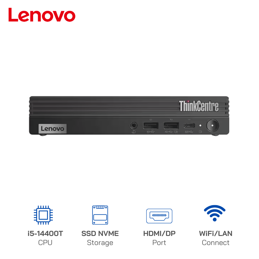 Máy bộ Mini PC Lenovo ThinkCentre M70q Gen 5 Tiny Core i5-14400T, Ram 16GB, SSD 256GB, Wifi 6, Win 11