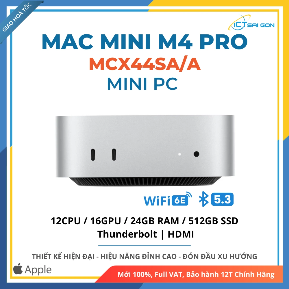 Mac Mini M4 Pro (MCX44SA/A) 12C CPU/16C GPU/24GB RAM/512GB SSD