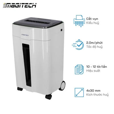 Máy hủy giấy Magitech DM-120C, Hủy Vụn 10-12 Tờ/Lần - Khổ Giấy A4, Tốc độ hủy : 2.0m/min