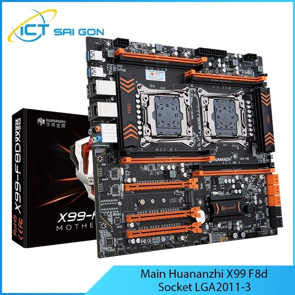 Mainboard Huananzhi X99-F8D - Support 2 CPU - Socket LGA2011-3 - NVME PCIE