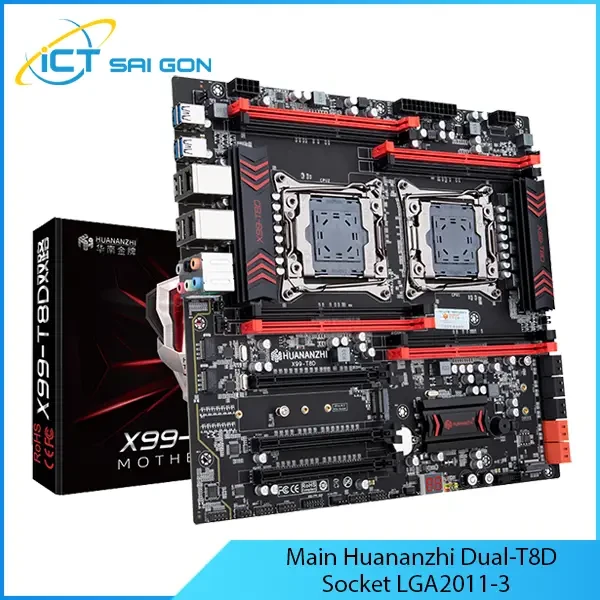 Mainboard Huananzhi Dual T8D - Support 2 CPU - Socket LGA2011-3 - NVME PCIe x4 3.0