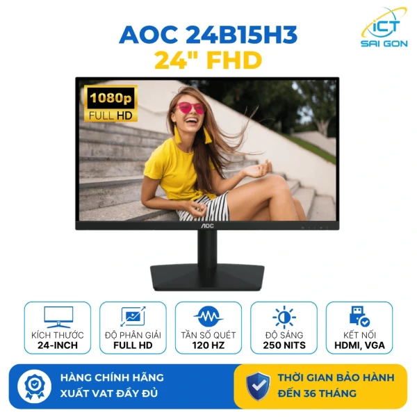 Màn hình FHD AOC 24B15H3 24 Inch /IPS/120Hz/250nits/Kết nối HDMI
