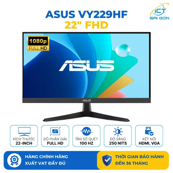 Màn hình gaming ASUS VY229HF 22 inches | IPS| FHD | 100Hz | 1ms | Kết nối: HDMI/VGA