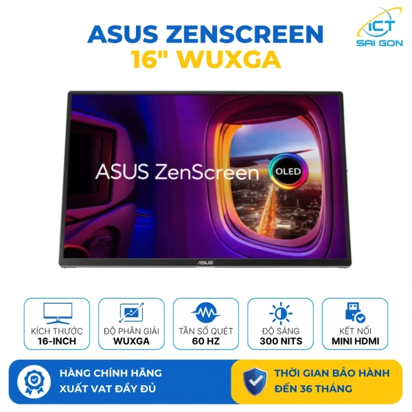 Màn hình di động ASUS ZenScreen OLED MQ16FC 16-inch WUXGA (1920x1200) 60Hz 1ms 300 Nits