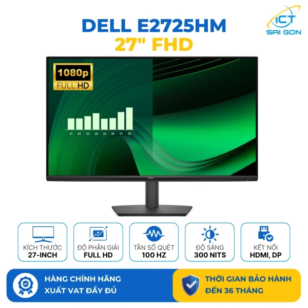 Màn hình Dell Pro E2725HM 27" IPS FHD/100Hz/300nits/Kết nối: HDMI, DP, VGA