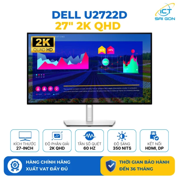 Màn hình Dell U2722D (27inch/2K/IPS/60Hz/USB-C)
